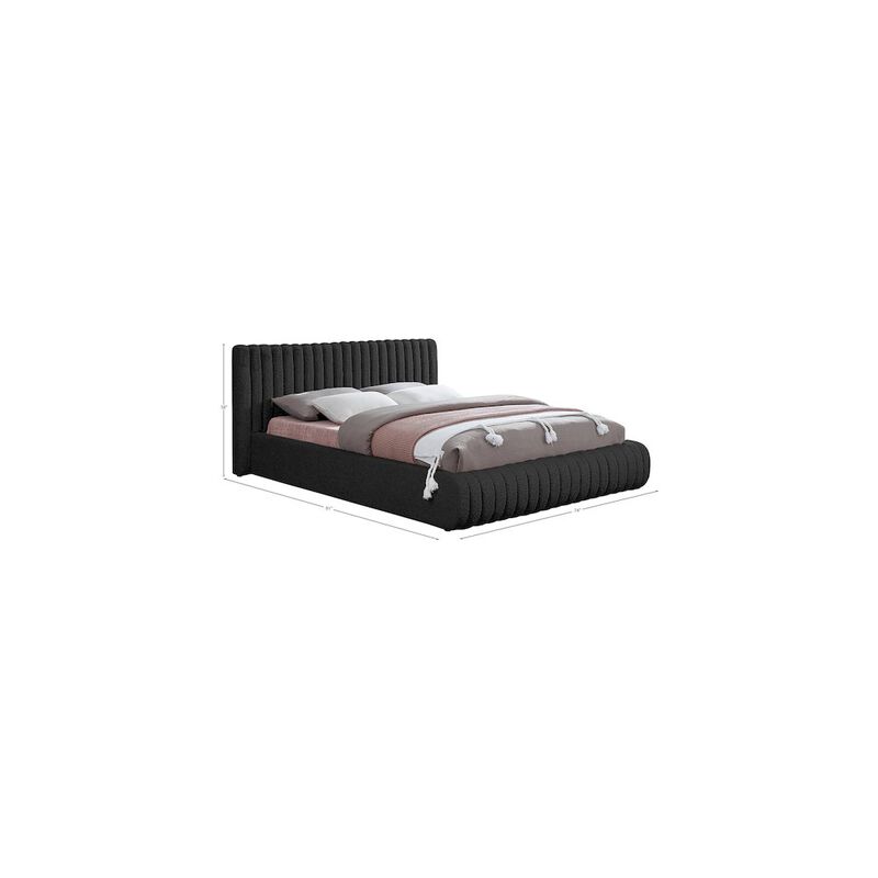 Meridian Furniture Nash Black Boucle Fabric Queen Bed