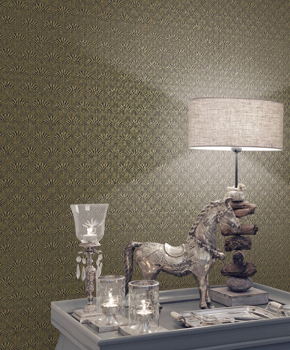 Boutique Fan Gold Wallpaper F-AF7004