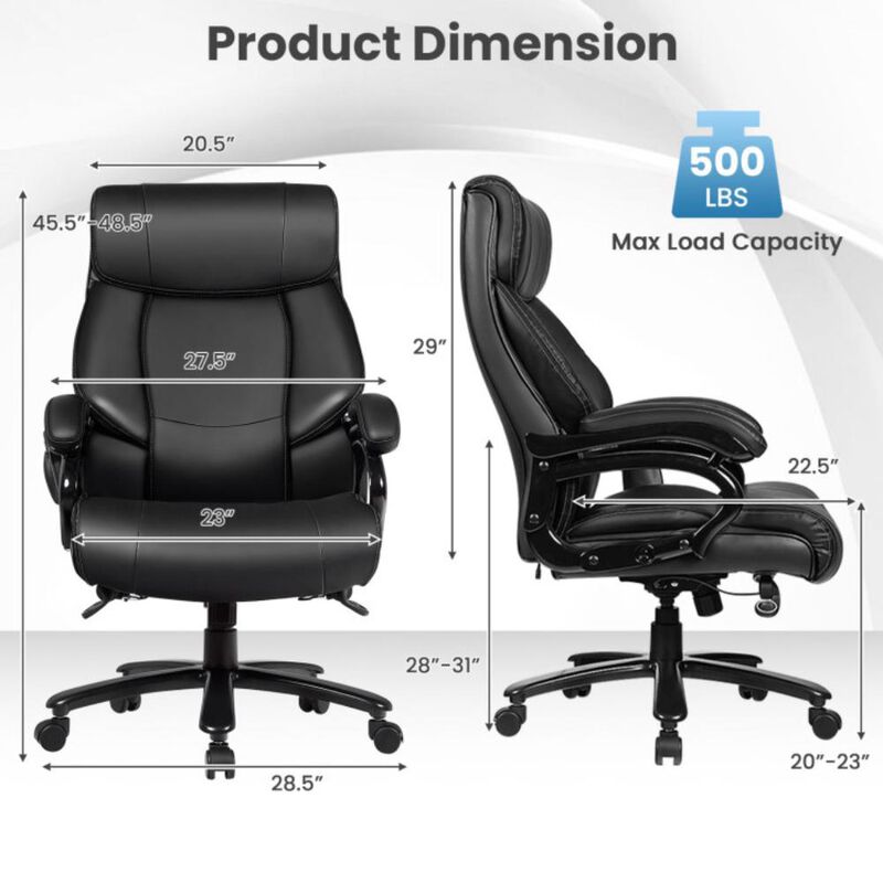 Hivvago Big & Tall 400lb PU Leather Massage Office Chair-Black