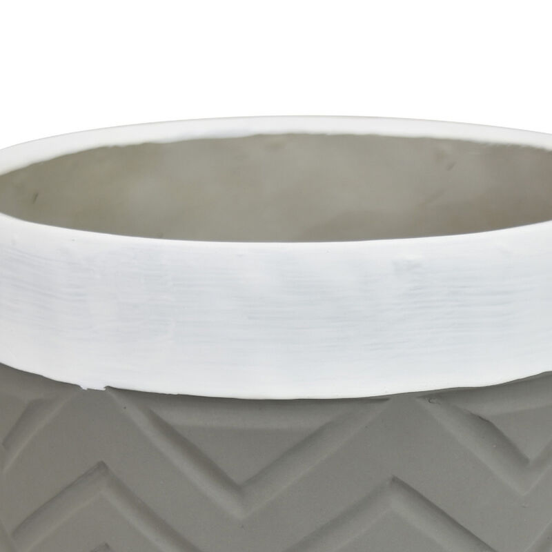 Decorative Planter, Chevron Design, Gray and White 7 Inch Terracotta image number 5