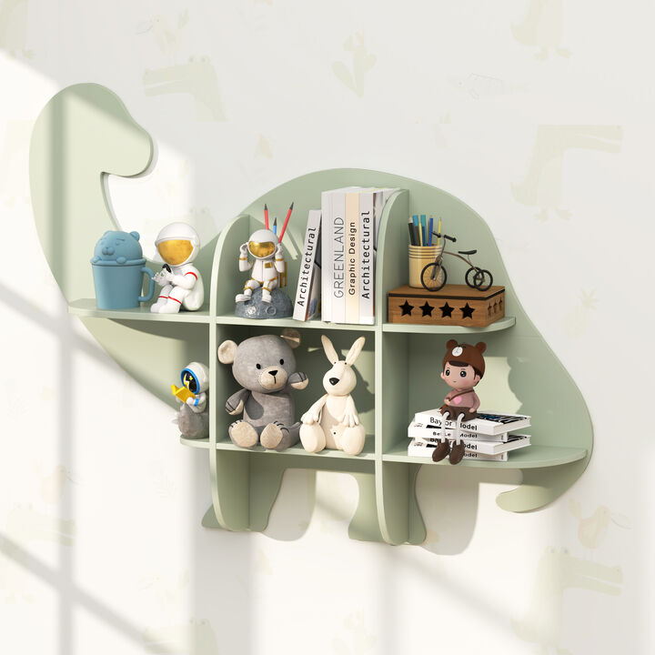 2-Tier Floating Dinosaur Kids Bookshelf for Children