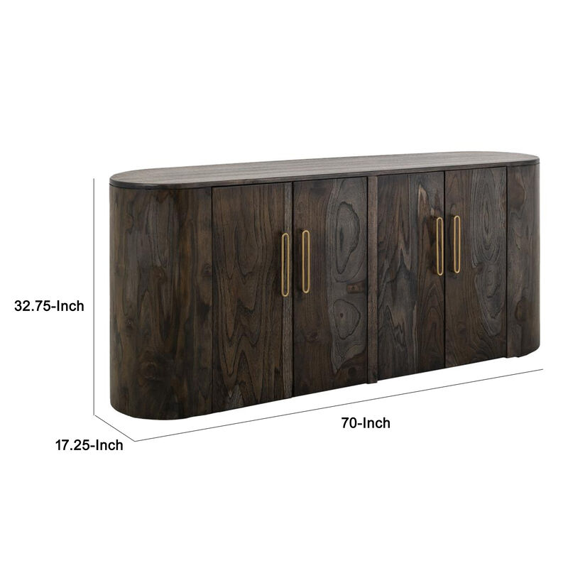 Eray Sideboard Buffet Cabinet Console, 4 Door Bronze, Black Mango Wood