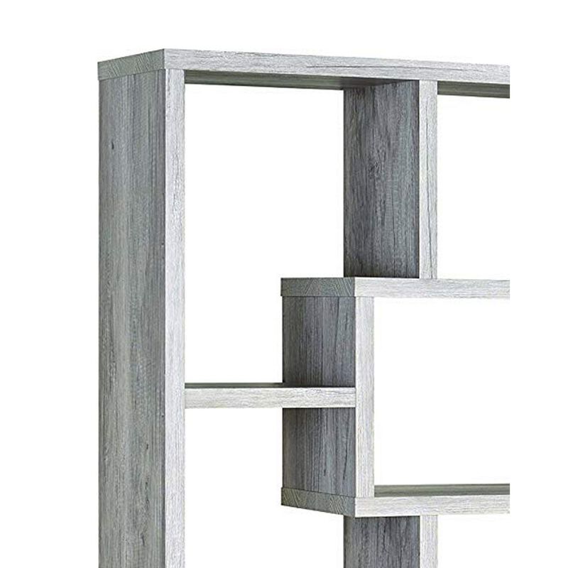 Modish Wooden Bookcase With Multiple Shelves, Gray-Benzara