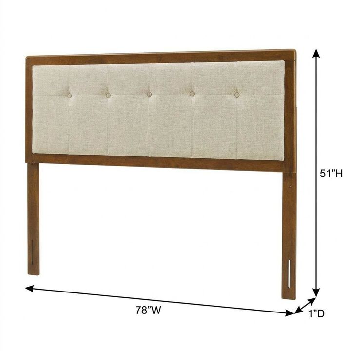 Tufted Fabric King Headboard with Wooden Frame and Elegant Design