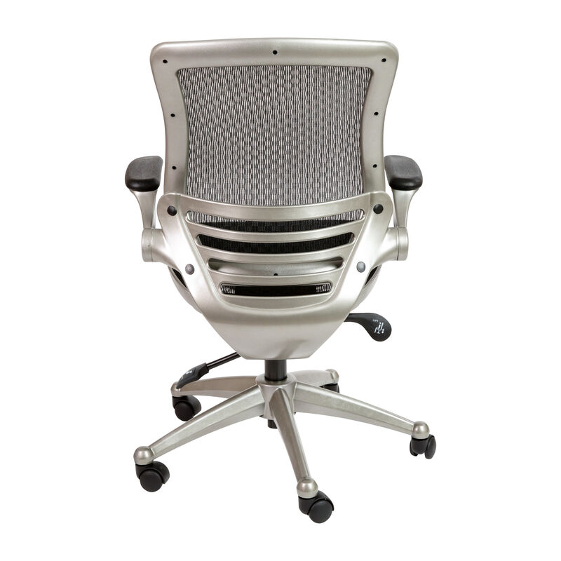 Warfield Mid-Back Transparent Black Mesh Executive Swivel Office Chair with Melrose Gold Frame and Flip-Up Arms image number 7