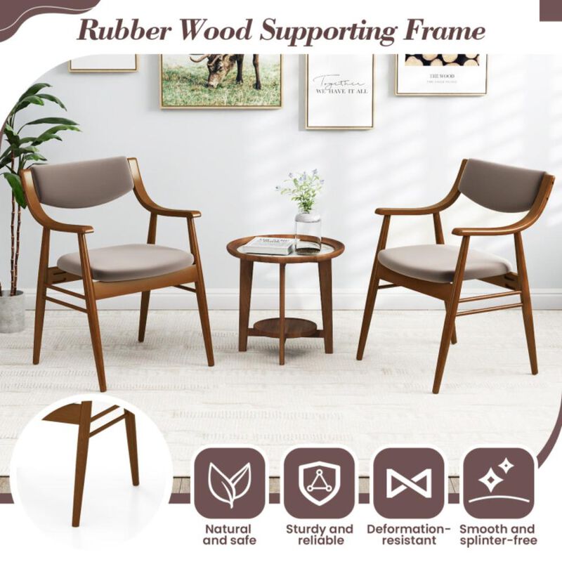 Hivvago Wooden Dining Chair Set of 2 with Padded Seat and Back