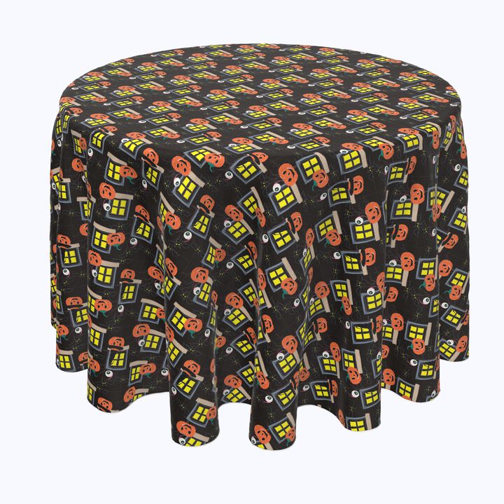 Fabric Textile Products, Inc. Round Tablecloth, 100% Polyester, Halloween House Scare