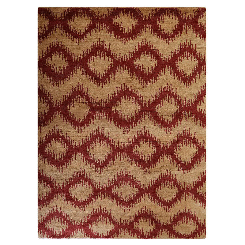 HAND KNOTTED WOOL Geometric AREA RUGS  - Rectangle Shape, Geometric Modern, Medium Pile Handmade Area Rugs for Living Room, Bed Room (N00165) image number 0