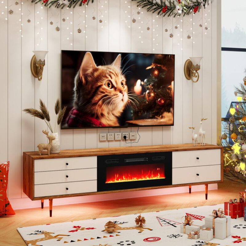 Hivvago 36 Inches Electric Fireplace Heater Recessed with LED Strip Lights and Remote Control