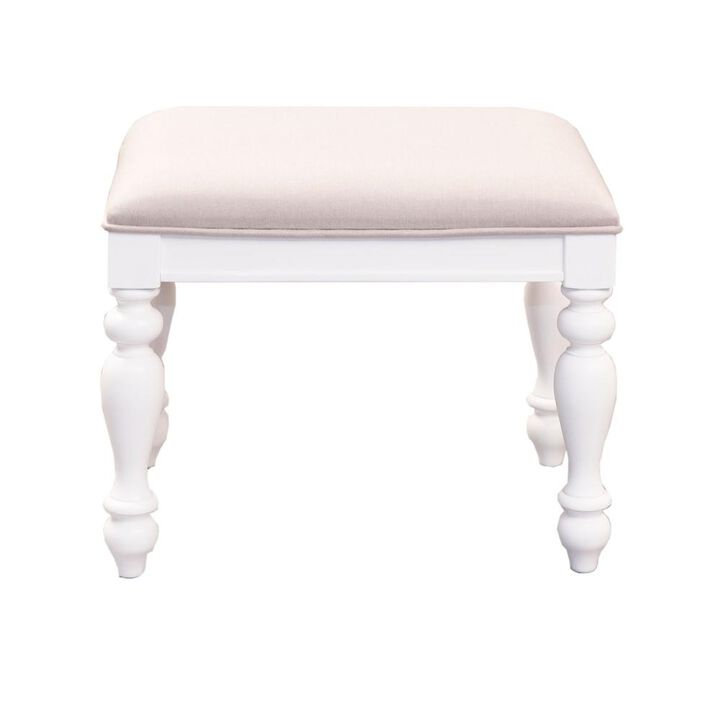 Liberty Furniture Vanity Stool W23 x D17 x H18 in Oyster White Finish