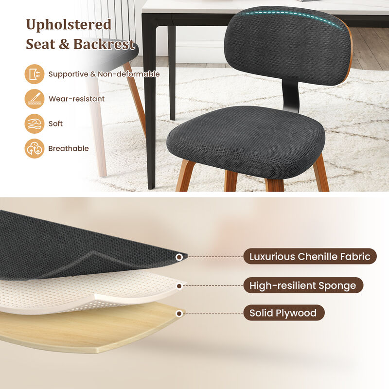 Set of 4 Chenille Upholstered Wooden Dining Chairs for Kitchen and Dining Room image number 5