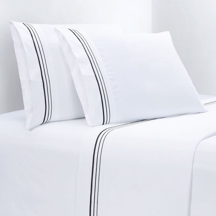 Border Embroidery Black King Sheet Set