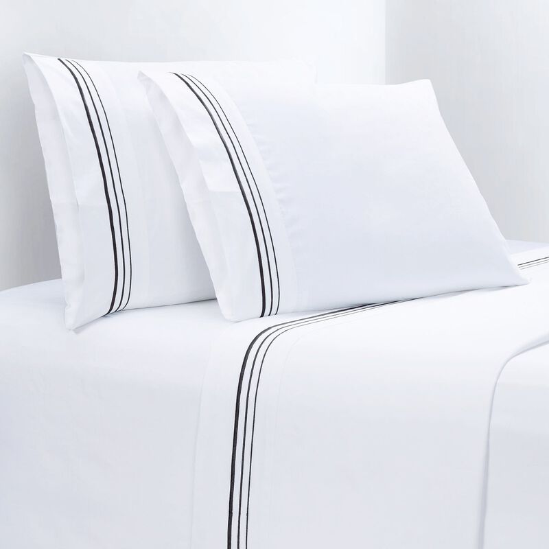 Border Embroidery Black Queen Sheet Set image number 0