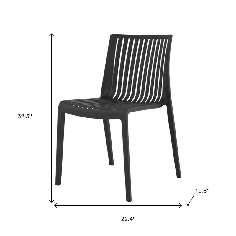 HomeRoots Set of Two Black Heavy Duty Plastic Outdoor Stacking Accent Chairs image number 4