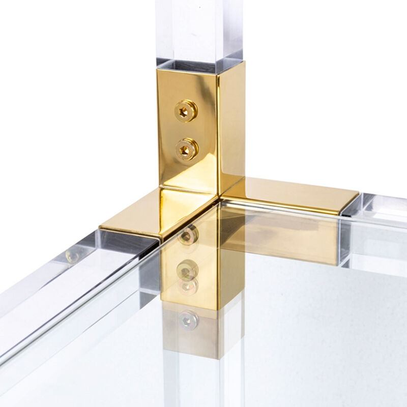 Pasargad Home  Mira Glass Etagere Bookcase with Gold Accents &ndash; 4 Shelf image number 2