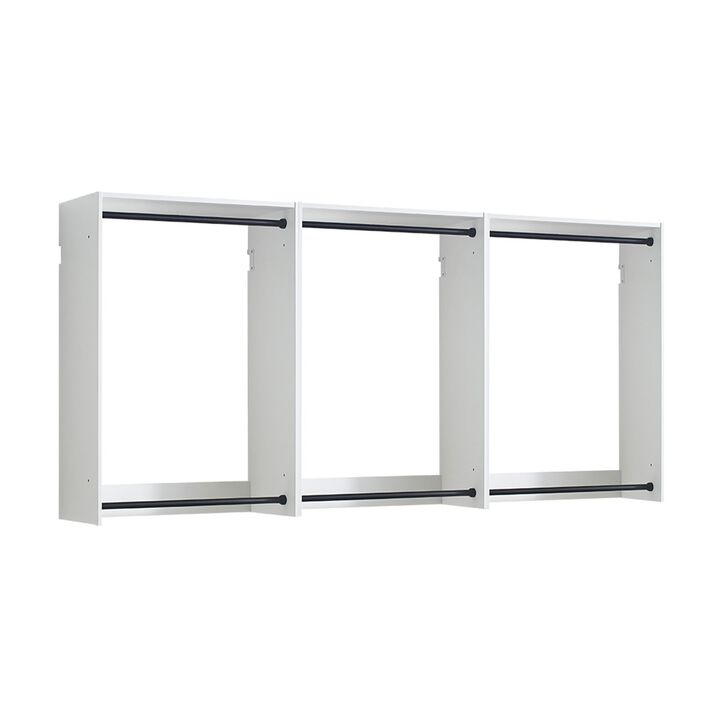 Vedz Wall Mounted Closet Set, 6 Hanging Rods, White Melamine