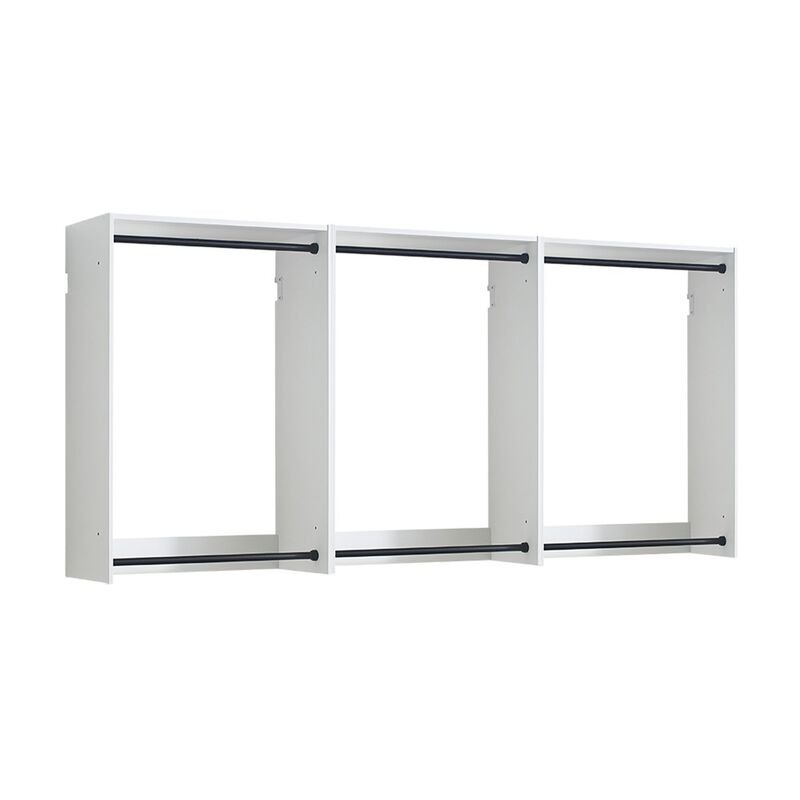 Vedz Wall Mounted Closet Set, 6 Hanging Rods, White Melamine