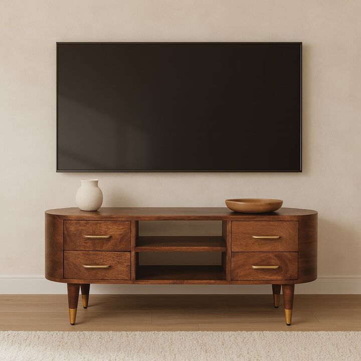Artisan Furniture Solid Wood Jetson Curve Media Console