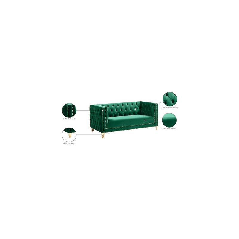 Meridian Furniture Michelle Green Velvet Loveseat