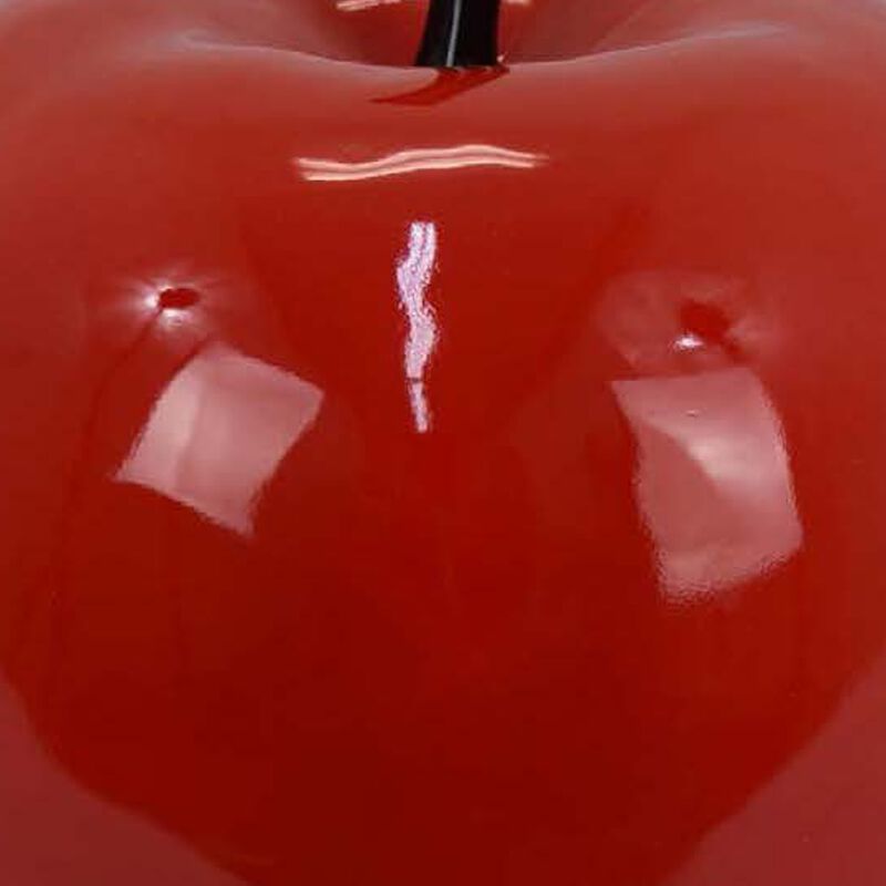 Masu Tabletop Accent Decor, 16 Inch Apple Design Glossy Red Resin Body - Benzara