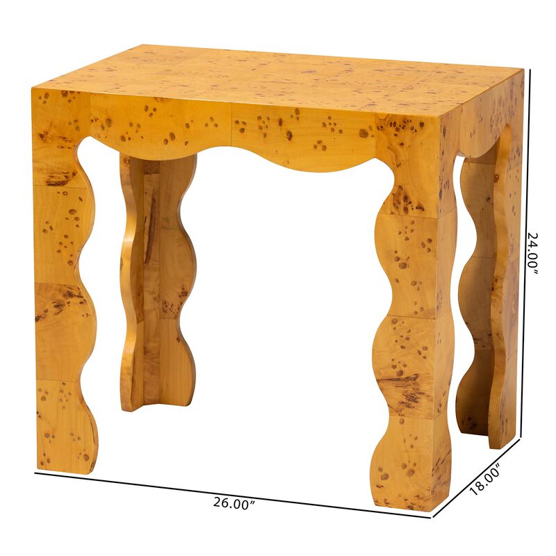 bali & pari Huxley Modern and Contemporary Natural Real Burl Wood End Table