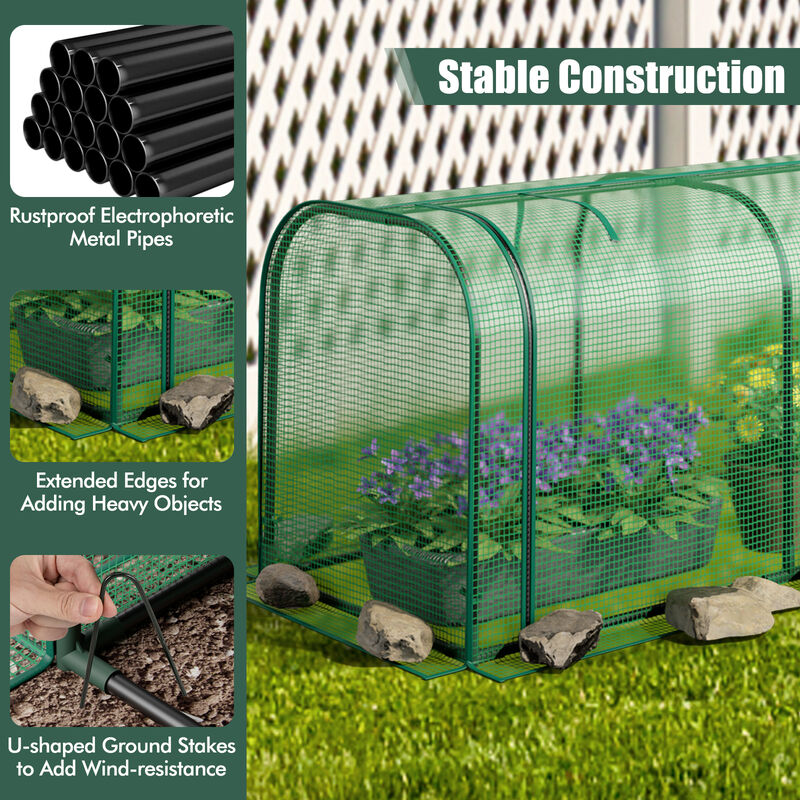 Mini Tunnel Greenhouse with Roll-Up Zipper Door for Easy Access and Protected Plant Growth