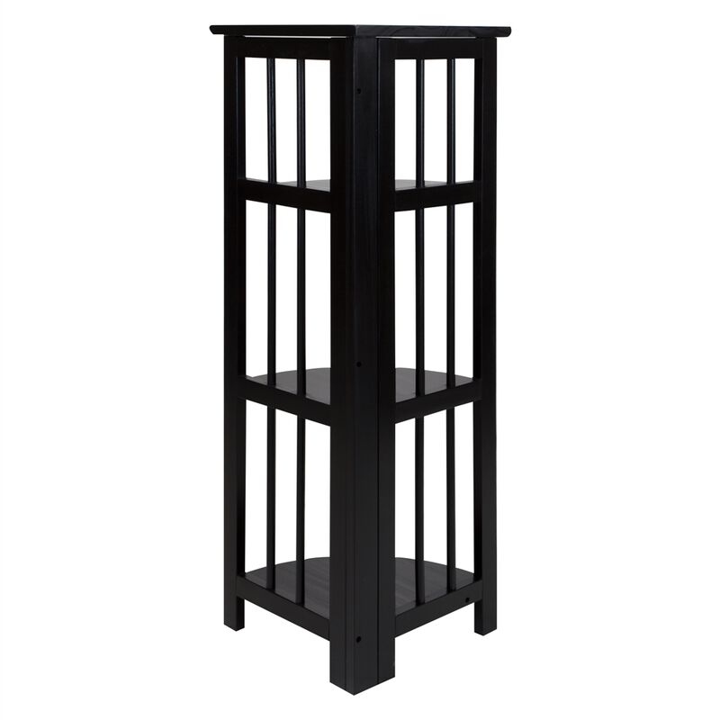 4-Shelf Corner Folding Bookcase-Black