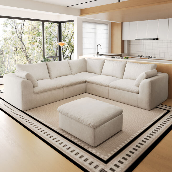 Slelt V‑Shaped 6‑Seat Modular Sectional Sofa
