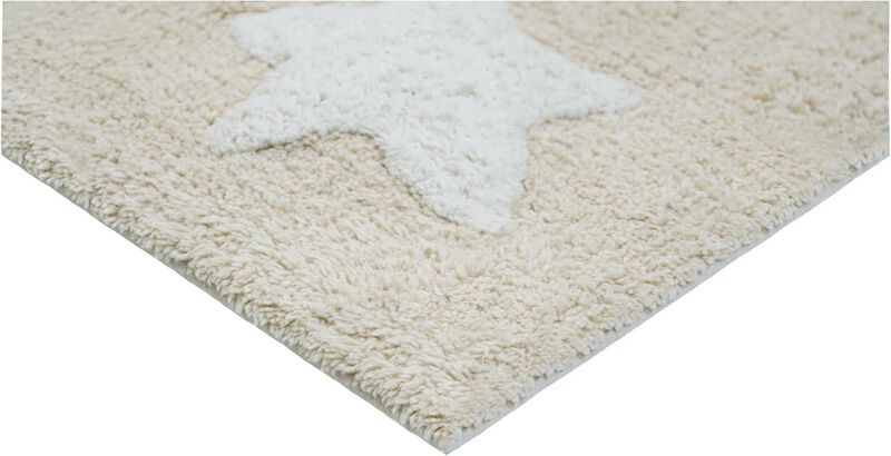 HomeRoots 32" White And Beige Cotton Clouds and Stars Youthful Bath Rug image number 2