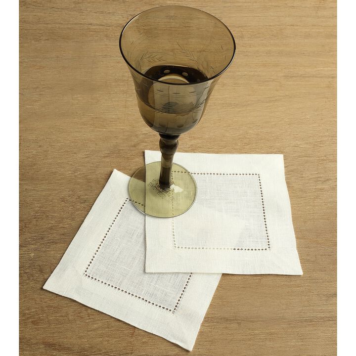 Linen Cocktail Napkins - Classic Hemstitch
