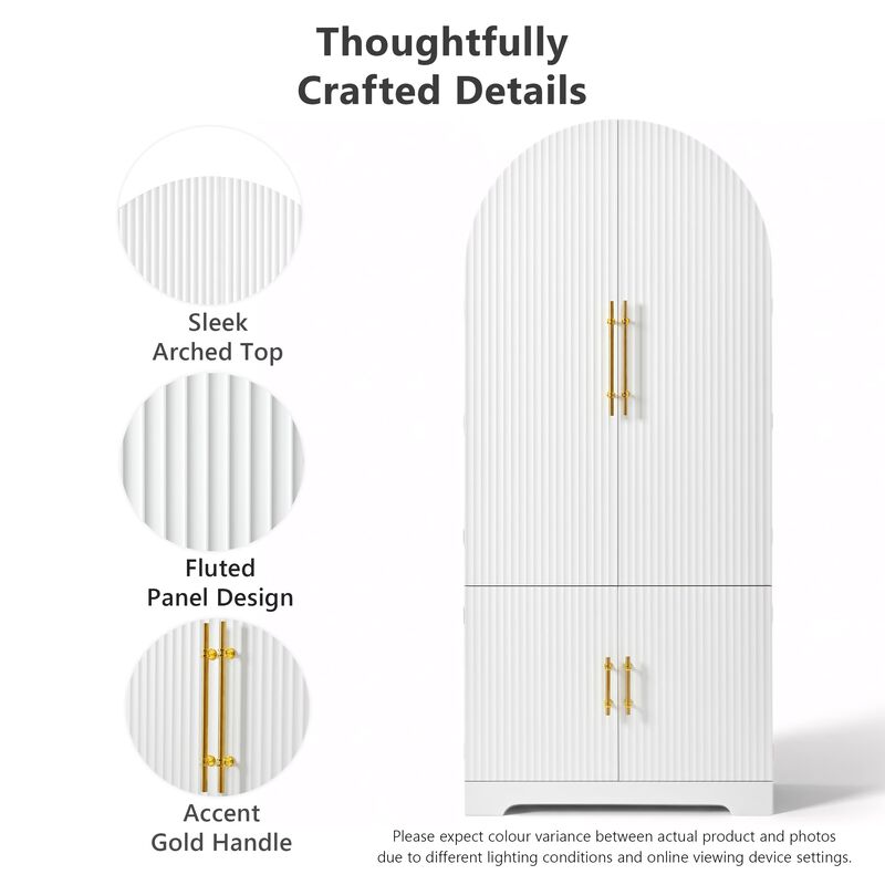Merax Elegant Arched Fluted Storage Kitchen Cabinet image number 6