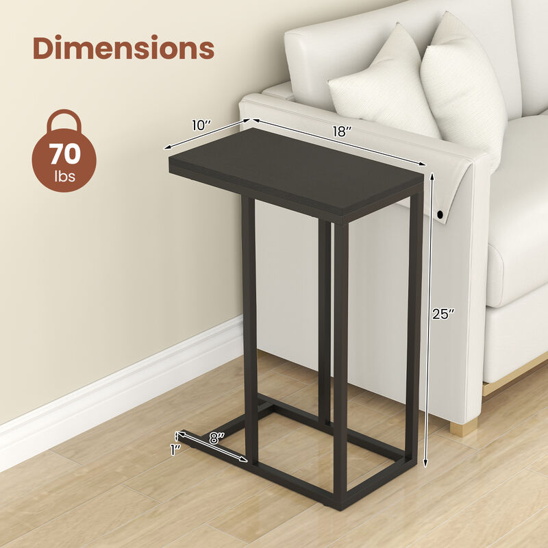 Modern C-Shaped Table with Robust Metal Frame for Living Room Use