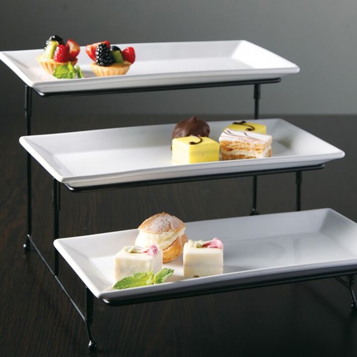 Gibson Elite Gracious Dining 3-Tiered Plate Set with Metal Stand