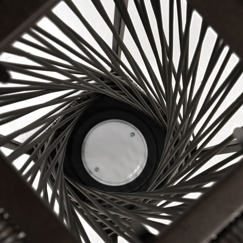 Mondawe Slanted Rattan Floor Lamp,Solar-Powered LED With Handwoven Willow Outdoor Lighting Lamp