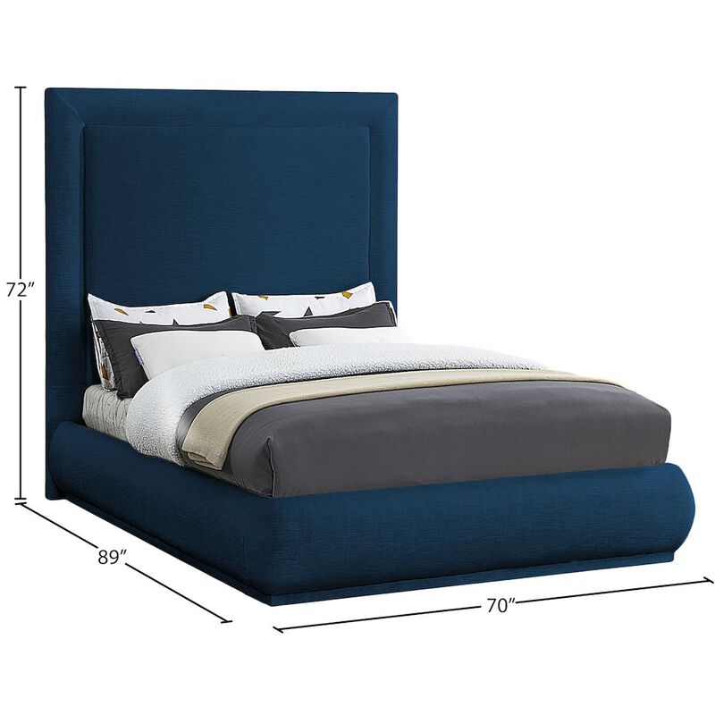 Meridian Furniture Brooke Navy Linen Textured Fabric Queen Bed