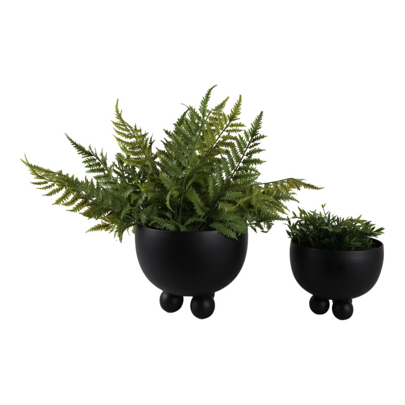 Black Bowl Planter with Ball Feet (Set of 2)