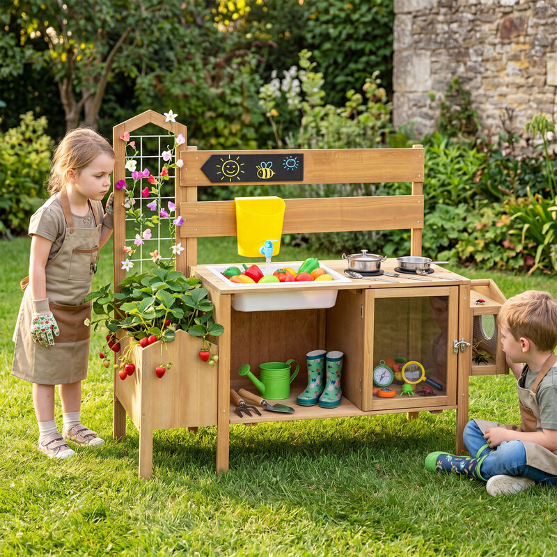 Outdoor Mud Kitchen for Kids with Bird Cage and Cooking Stove image number 4