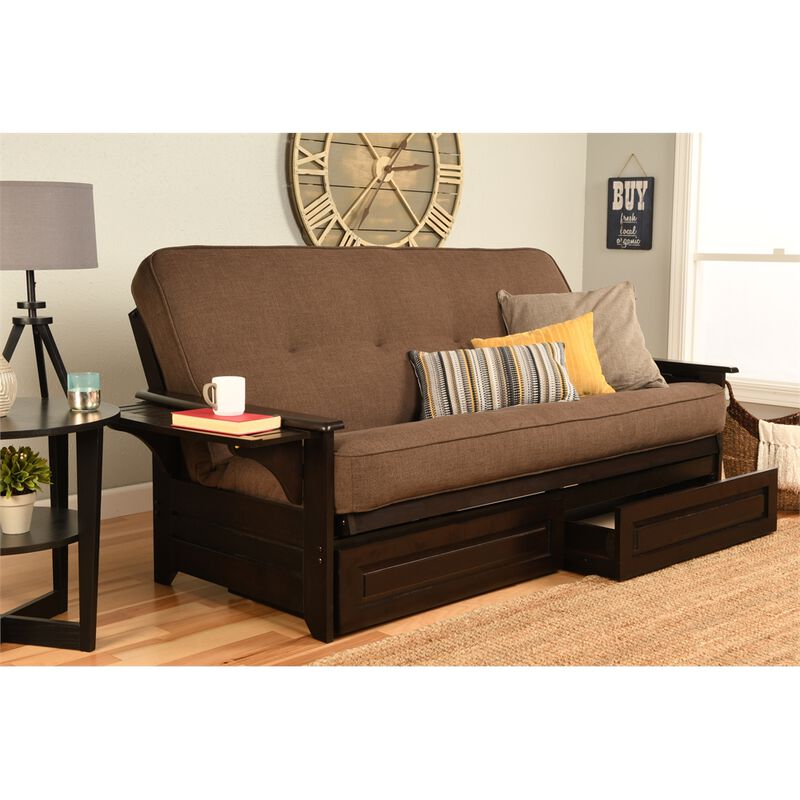 Phoenix Frame-Espresso Finish-Linen Cocoa Mattress-Storage Drawers image number 1
