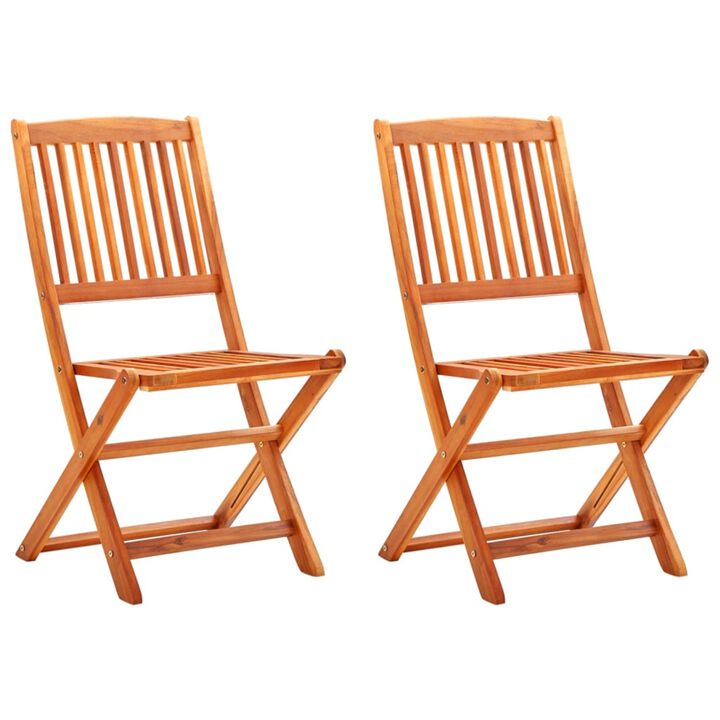 vidaXL Folding Garden Chairs 2 pcs Solid Eucalyptus Wood