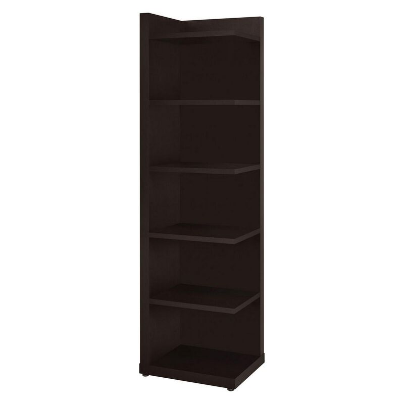 Radiant Brown Wooden Corner Bookcase