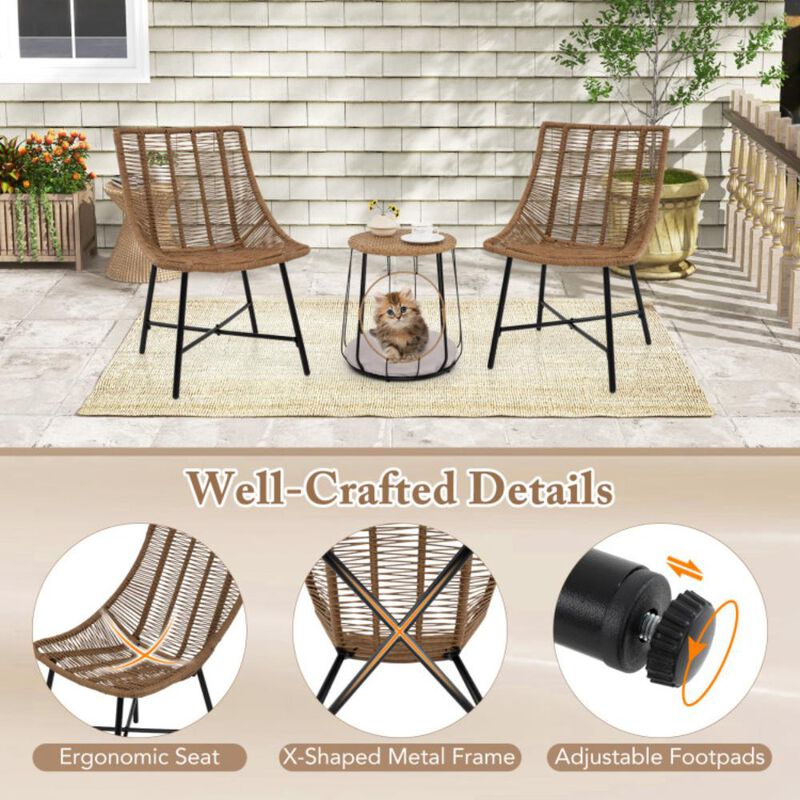 Hivvago 3 Piece Outdoor Furniture Set with Pet Housefor Patio Yard