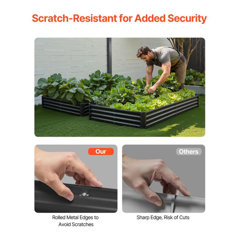 Metal Raised Garden Bed Open Bottom Galvanized Planter for Vegetables Herbs and Flowers-Dark Grey image number 5