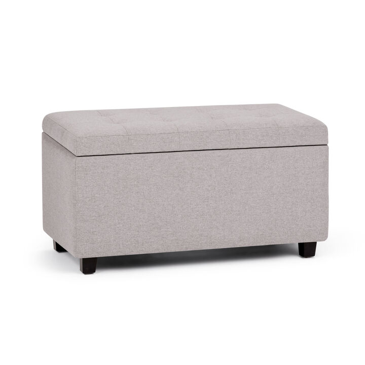Cosmopolitan 34 inch Wide Transitional Rectangle Storage Ottoman in Cloud Grey Linen Look Fabric, Assembled