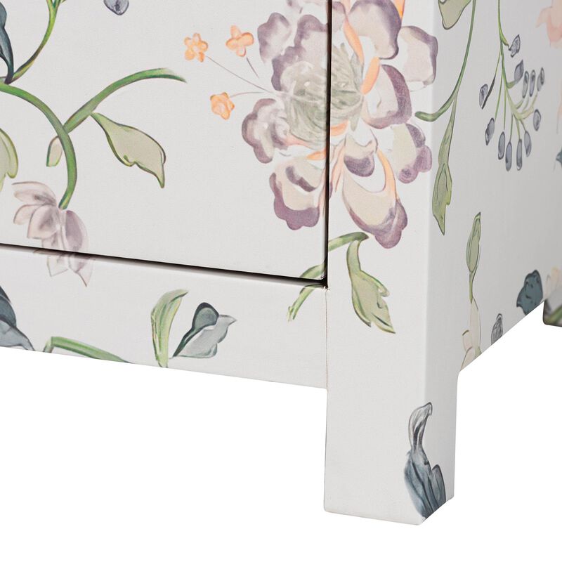 Baxton Studio Connery Floral  End Table - 3-Drawer Decorative Accent Storage Cabinet image number 7