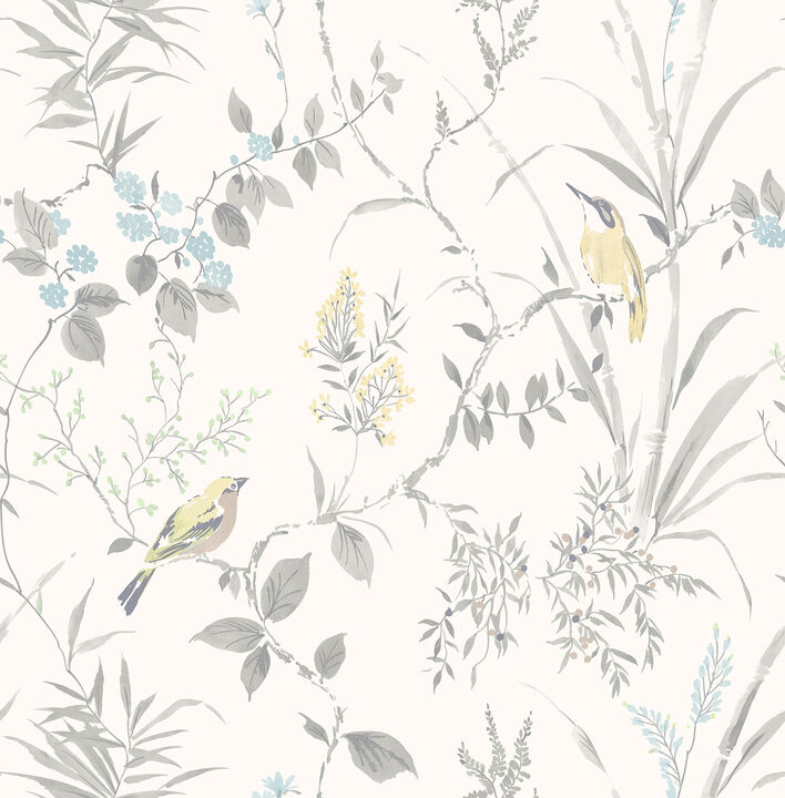 Imperial Garden Light Grey Botanical Wallpaper (Set of 2)