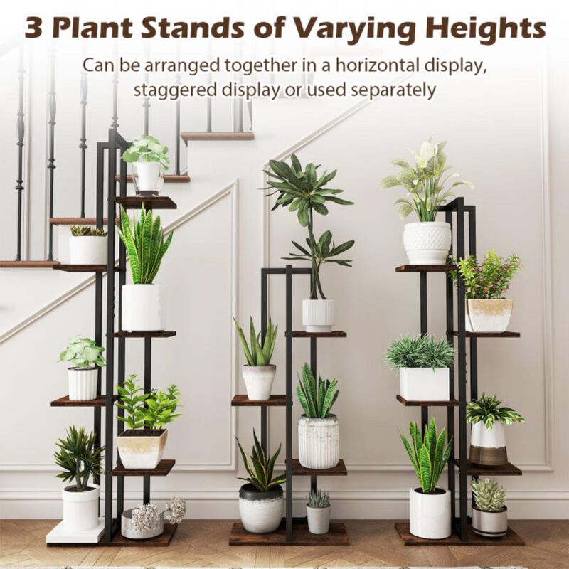 Hivvago 3 Pieces Tall Wood Plant Stand Set 4+5+6-Tier Indoor Flower Stands