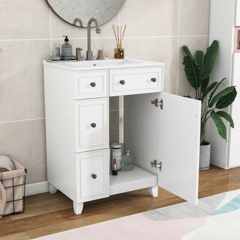24-Inch Bathroom Vanity Cabinet with space-saving Ceramic Sink