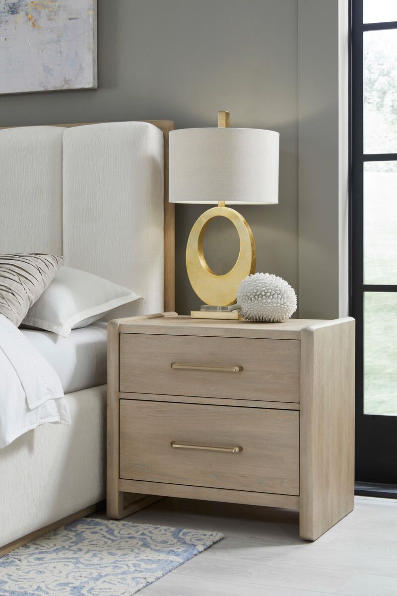 Gardenia 2 Drawer Oak Wood Nightstand in Chai image number 1