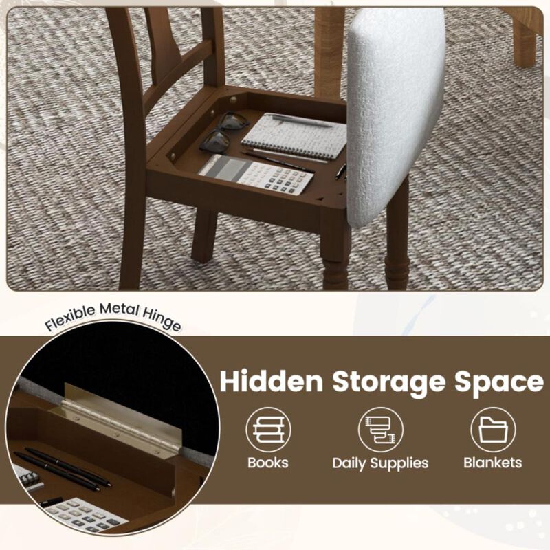 Hivvago Kitchen Dining Chair with Linen Fabric and Storage Space