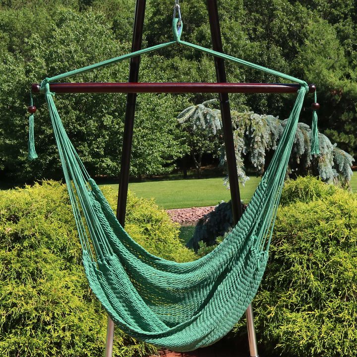 Sunnydaze Extra Large Polyester Rope Hammock Chair with Spreader Bar - Gray